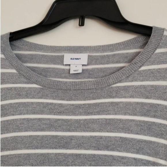 OLD NAVY GLITTER GRAY STRIPED SWEATER, SIZE S - Picture 2 of 10